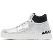 Gray Polyethylene SneakerVersace Jeans Couture high sneakers in silver painted eco-leather, logo printed on the back, contrasting white laces, white rubber soleGray Polyethylene Sneaker${tagsVersace JeansAulae Gray Polyethylene Sneaker Versace JeansAulae