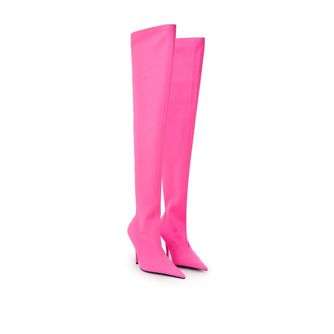 Elegant Pink Polyester Ankle BootsStep into chic sophistication with these stunning pink ankle boots, crafted from the finest quality polyester for a luxurious touch. Designed with both style and comfort in mind, these boots are perfect for those seeking