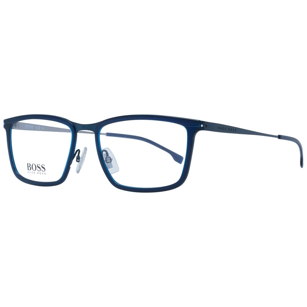 Blue Stainless Steel Glasses (Frames)Gender Men Main color Blue Frame color Blue Frame material Stainless Steel Rim Style Full-Rim Lenses Color Demo glasses Lenses Material Plastic Lenses Effect No Extra Lenses width 56 Size 56-18-150 Lenses Height 36 Bri
