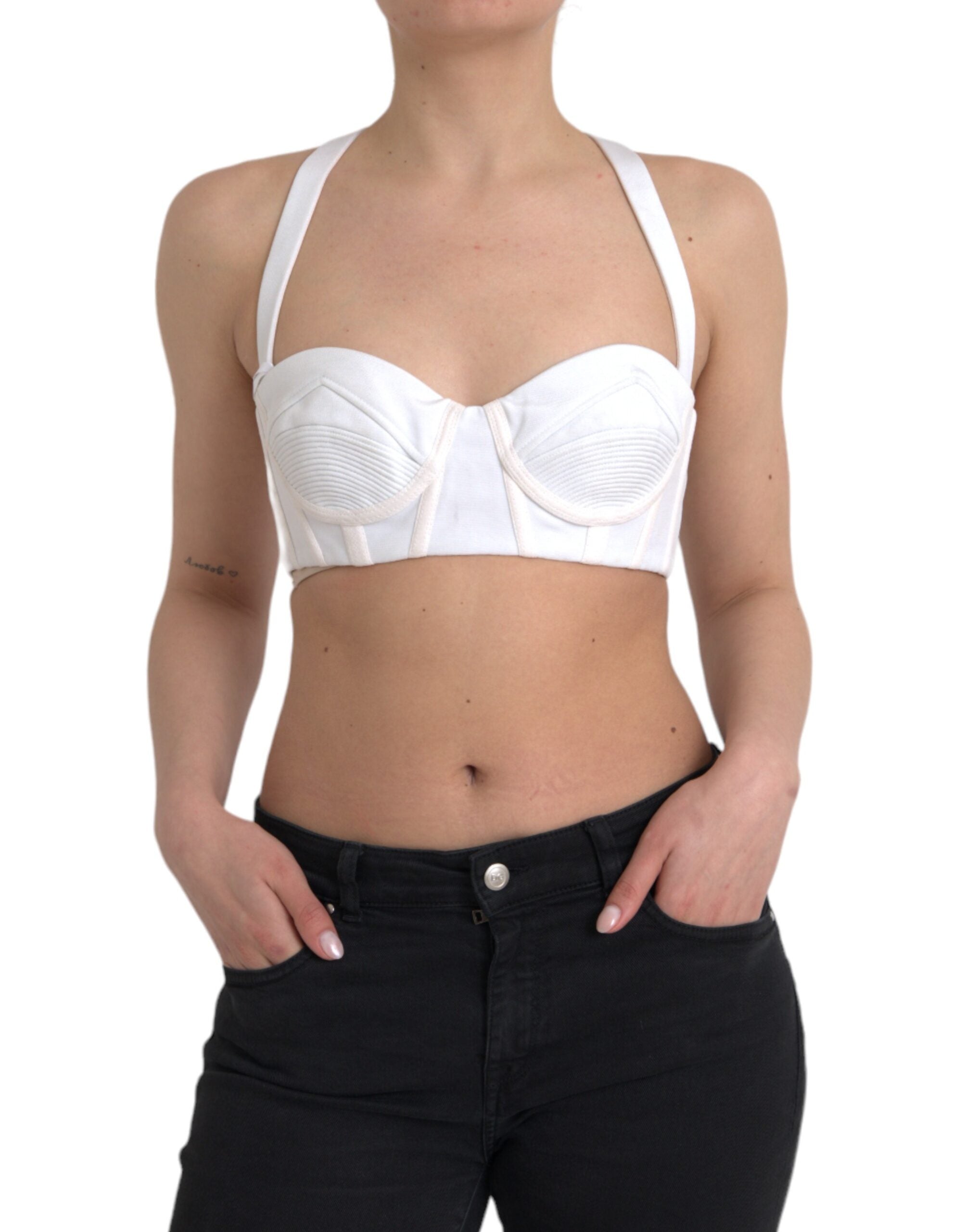 Weißes, kurzes Bustier-Top aus Synthetik von Gianni Versace