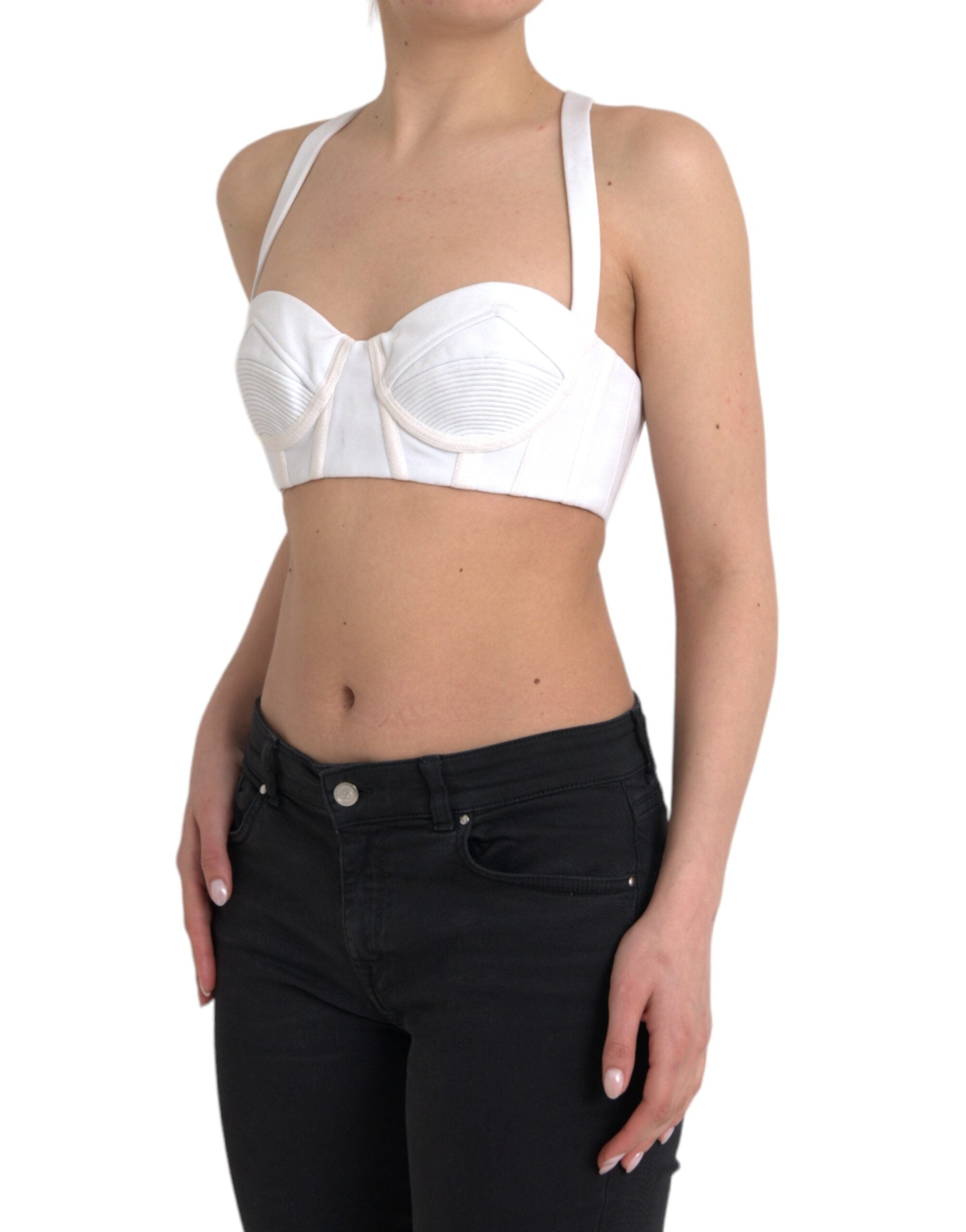 Weißes, kurzes Bustier-Top aus Synthetik von Gianni Versace