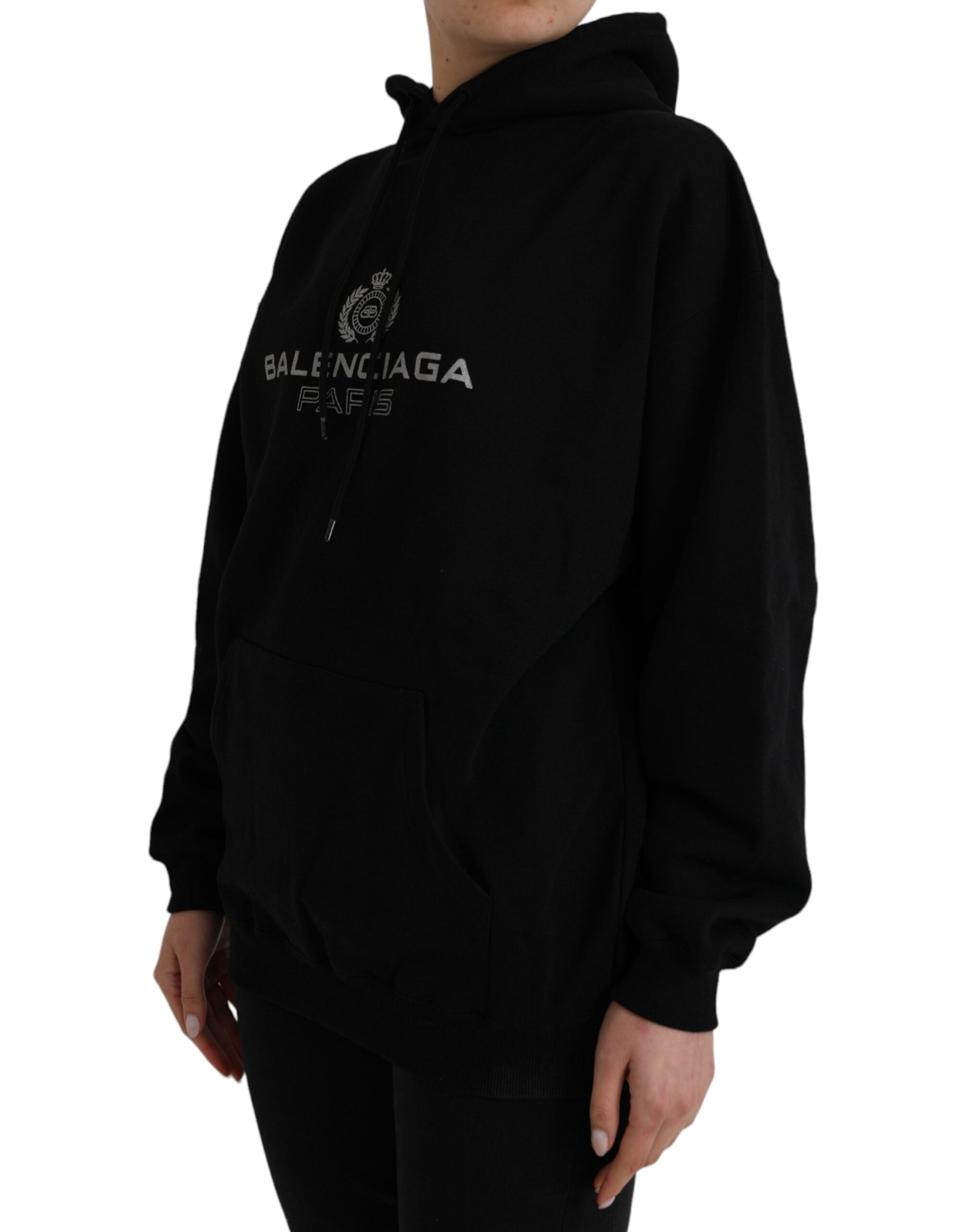 Black Cotton Logo Hooded Pullover Sweatshirt SweaterBALENCIAGA Absolutely stunning, 100% Authentic, brand new with tags BALENCIAGA hooded sweatshirt with logo print. Model: Pullover hooded sweater Colour: Black Material: 100% Cotton Logo details Made in P