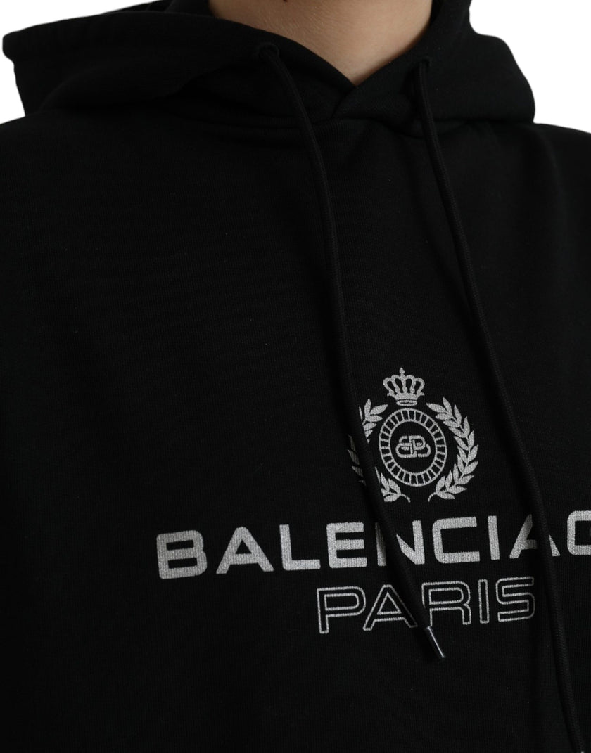 Black Cotton Logo Hooded Pullover Sweatshirt SweaterBALENCIAGA Absolutely stunning, 100% Authentic, brand new with tags BALENCIAGA hooded sweatshirt with logo print. Model: Pullover hooded sweater Colour: Black Material: 100% Cotton Logo details Made in P
