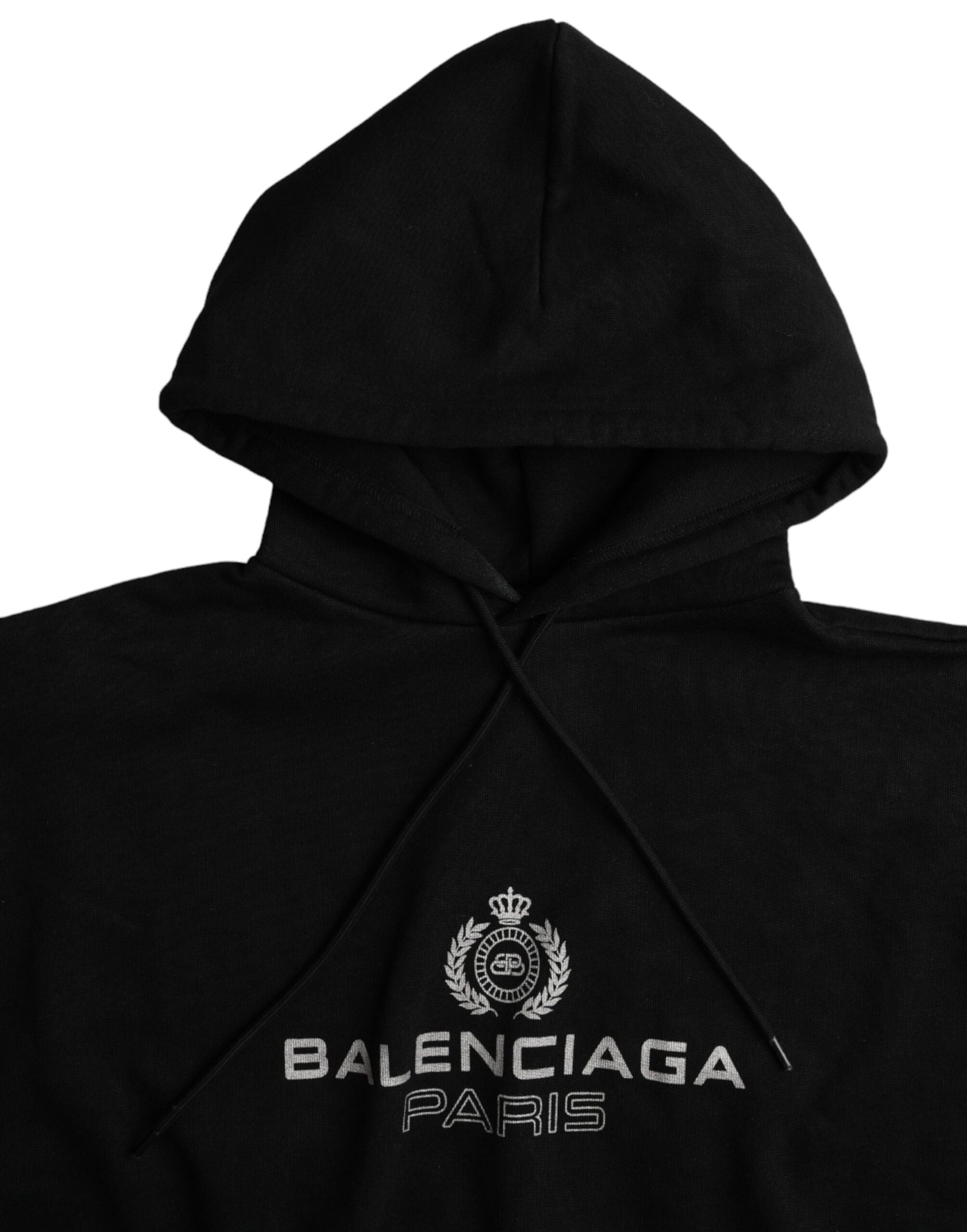 Black Cotton Logo Hooded Pullover Sweatshirt SweaterBALENCIAGA Absolutely stunning, 100% Authentic, brand new with tags BALENCIAGA hooded sweatshirt with logo print. Model: Pullover hooded sweater Colour: Black Material: 100% Cotton Logo details Made in P