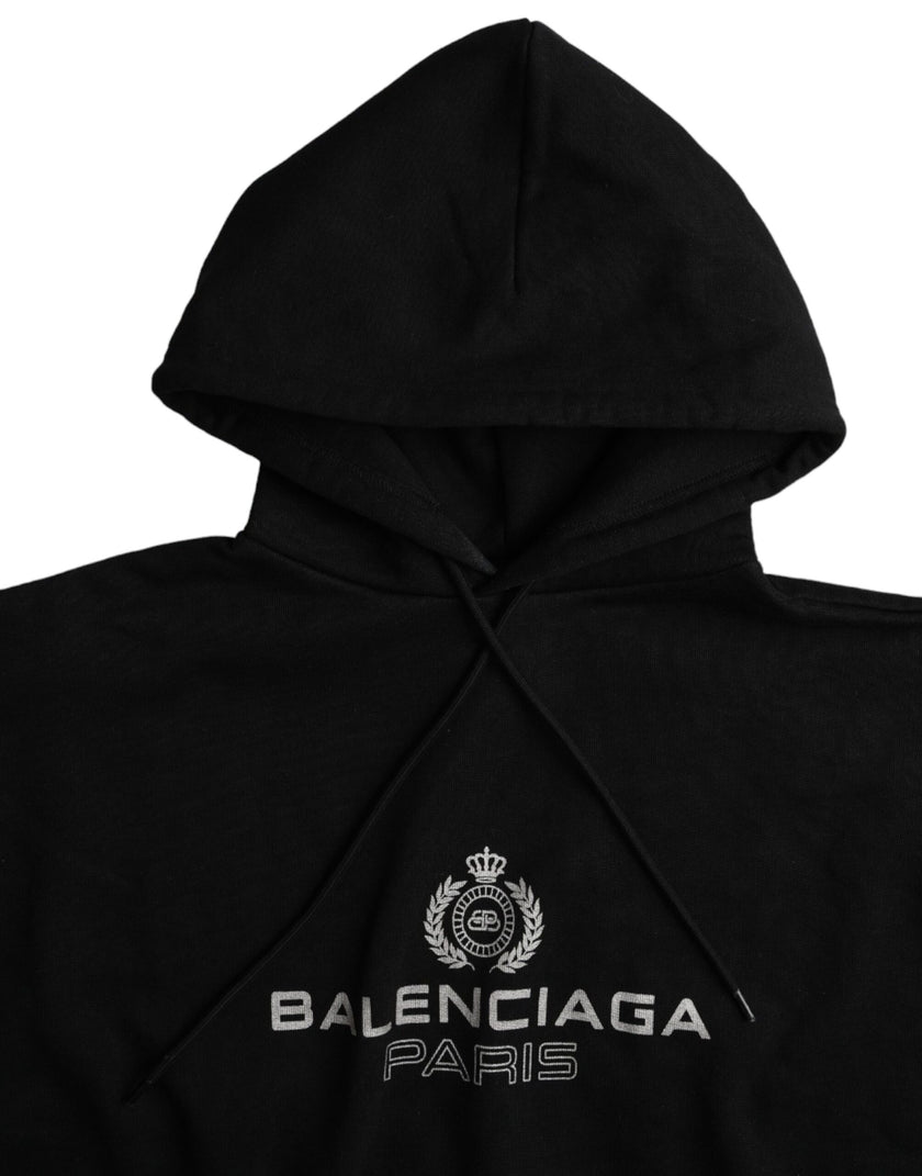 Black Cotton Logo Hooded Pullover Sweatshirt SweaterBALENCIAGA Absolutely stunning, 100% Authentic, brand new with tags BALENCIAGA hooded sweatshirt with logo print. Model: Pullover hooded sweater Colour: Black Material: 100% Cotton Logo details Made in P
