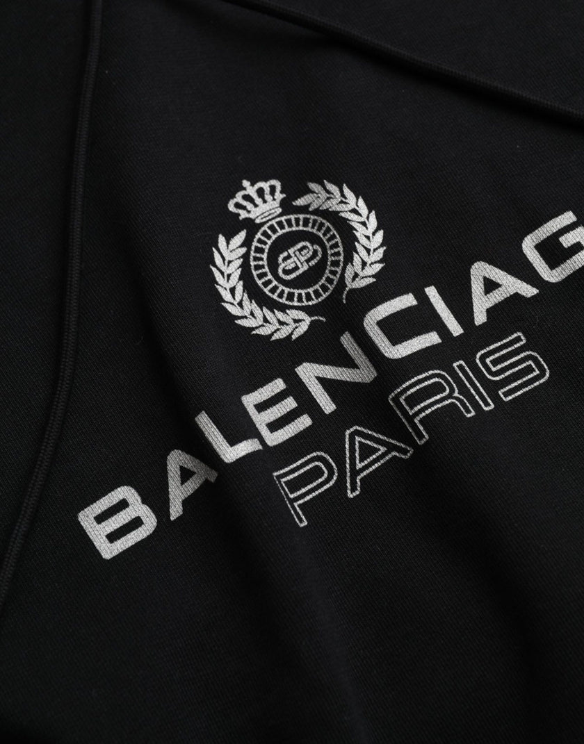 Black Cotton Logo Hooded Pullover Sweatshirt SweaterBALENCIAGA Absolutely stunning, 100% Authentic, brand new with tags BALENCIAGA hooded sweatshirt with logo print. Model: Pullover hooded sweater Colour: Black Material: 100% Cotton Logo details Made in P