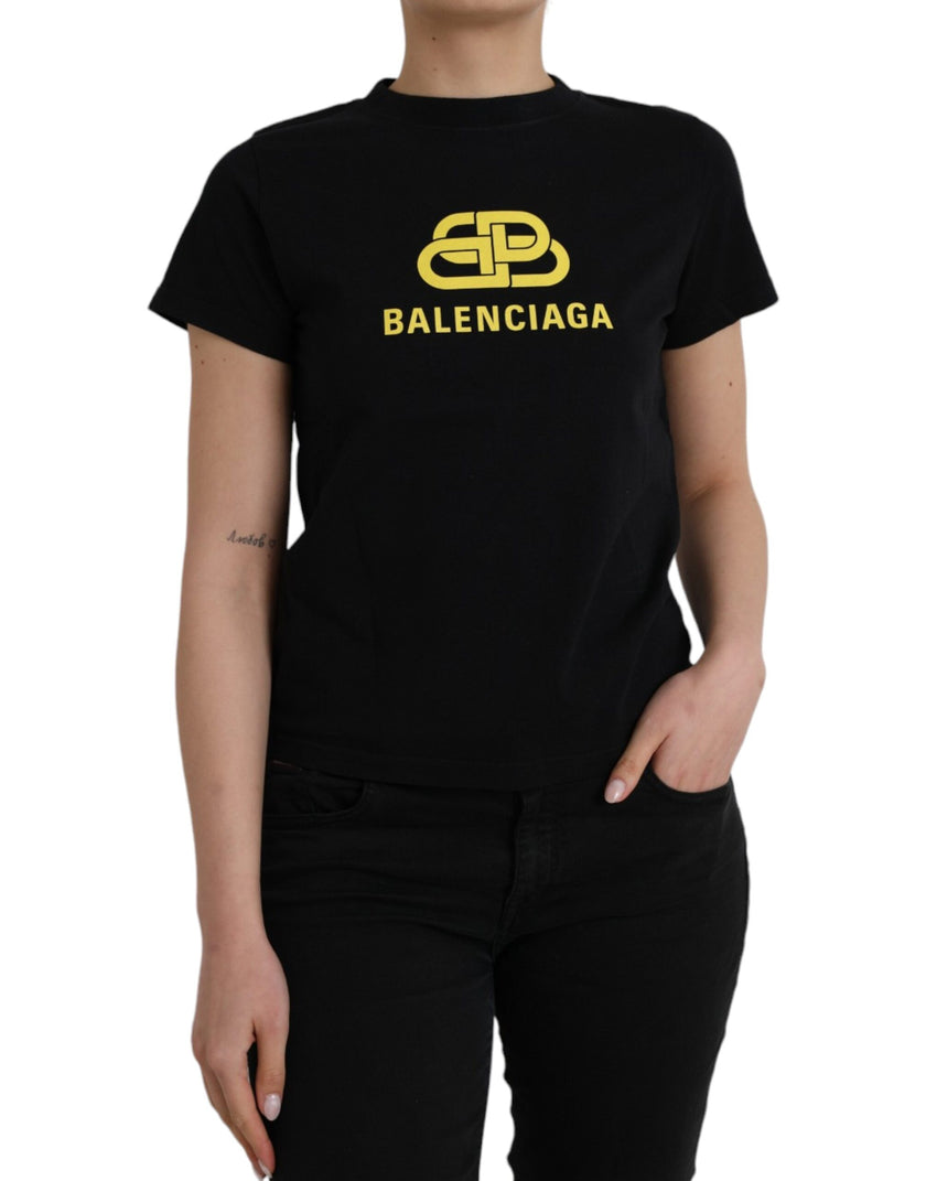 Black Cotton Logo Print Crew Neck Short Sleeves T-shirtBALENCIAGA Absolutely stunning, 100% Authentic, brand new with tags BALENCIAGA cotton crew neck t-shirt with logo print. Model: Short sleeves crew neck t-shirt Colour: Black Material: 100% Cotton Logo