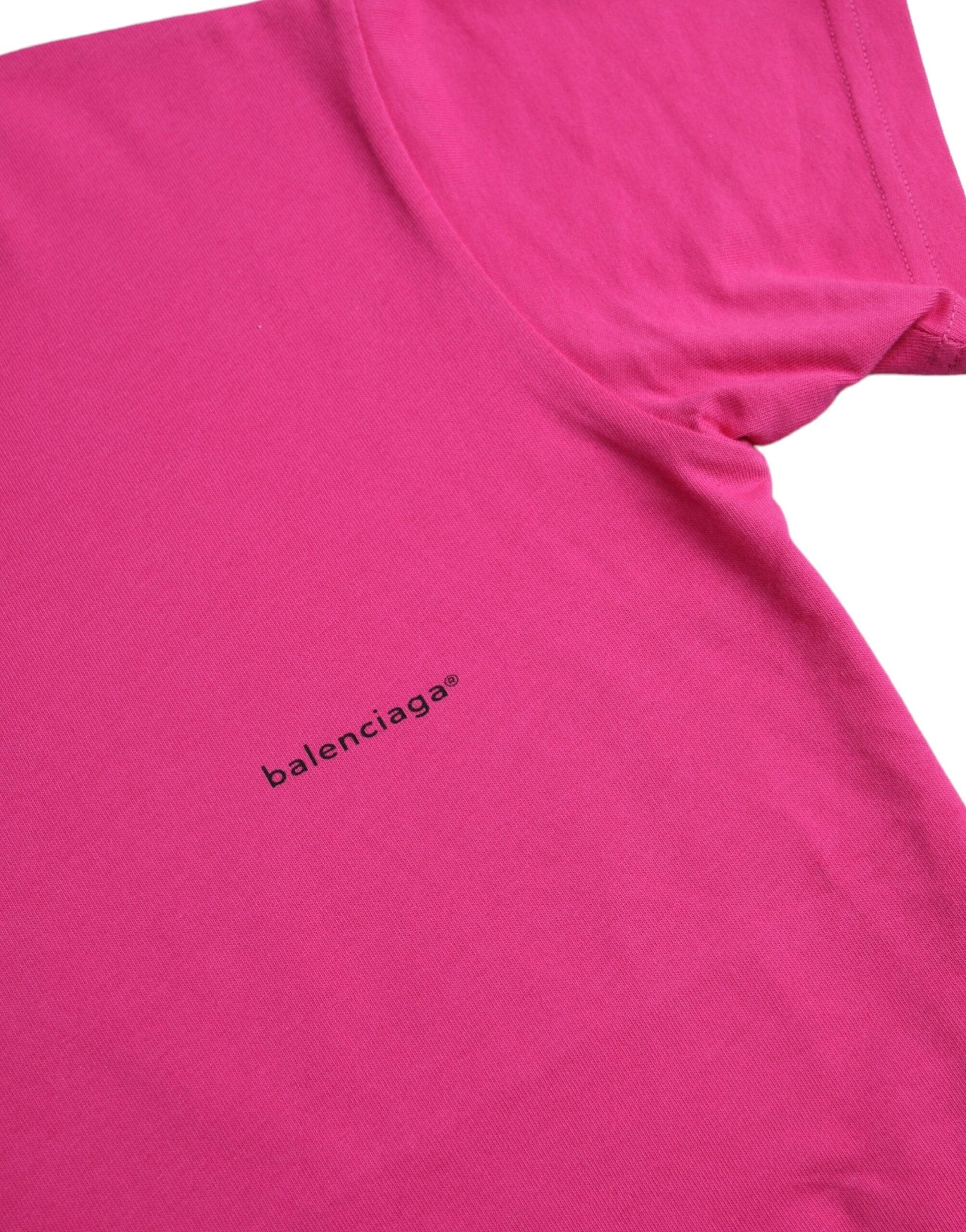 T-shirt rose en coton à col rond et manches courtes