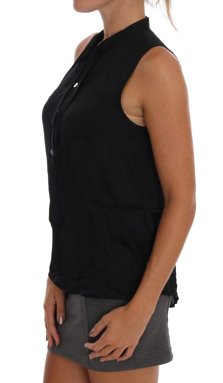 Schwarze ärmellose Bluse aus Viskosemischung von Versace Jeans