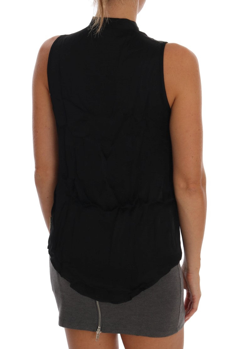 Black Sleeveless Synthetic Viscose Blouse by Versace Jeans
