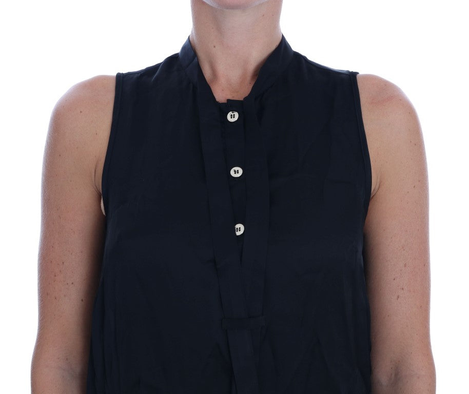 Black Sleeveless Synthetic Viscose Blouse by Versace Jeans