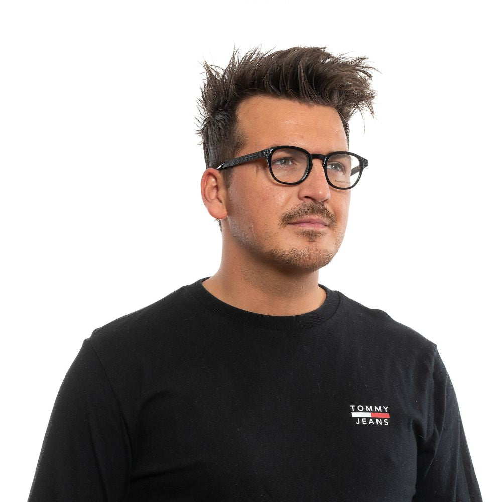 Black Synthetic Round Glasses with Full-Rim Frame