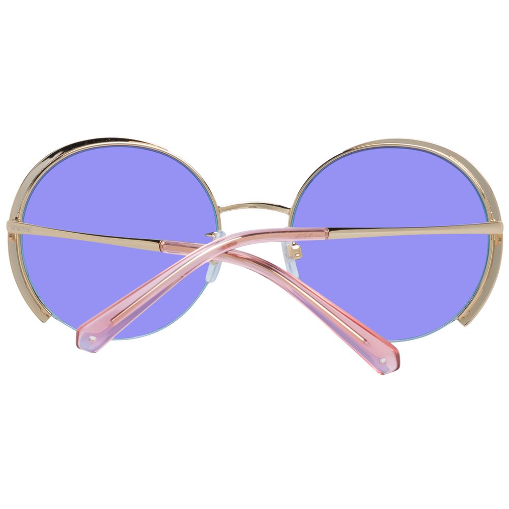Gold Half-Rim Metal Sunglasses with Blue Lenses