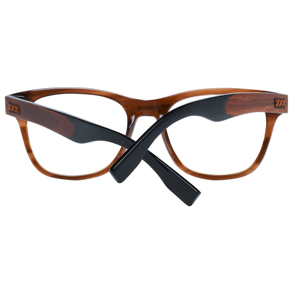 Braune synthetische Vollrandbrille mit Federscharnier von Ermenegildo Zegna