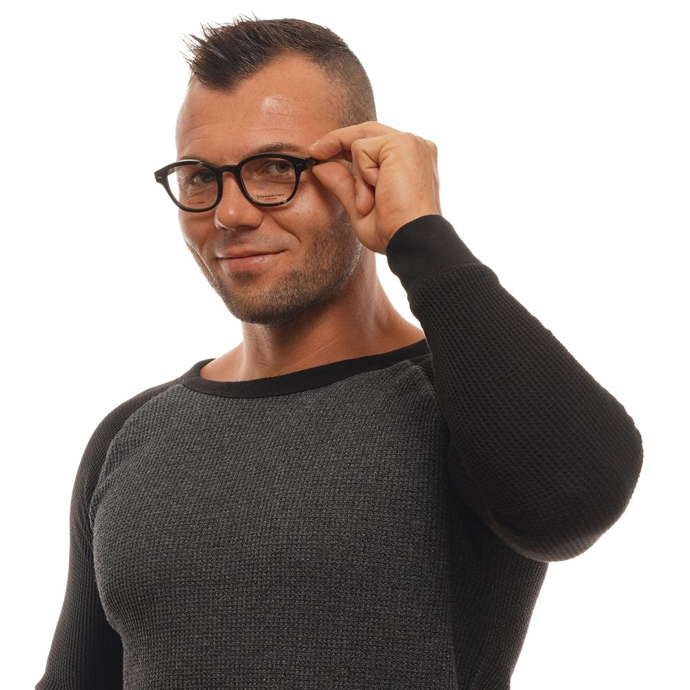 Brown Leather Round Full-Rim Glasses Frames