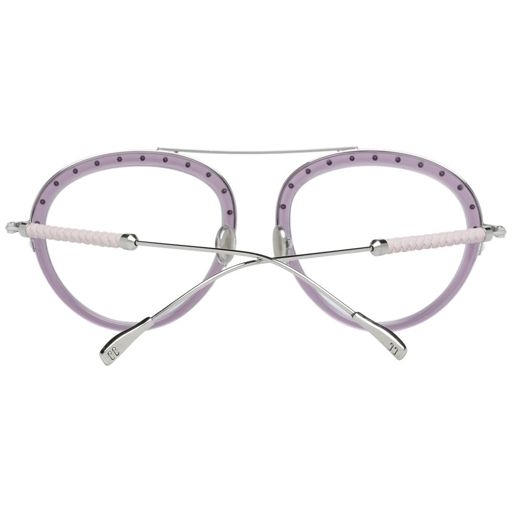 Purple Leather & Metal Round Glasses Frames
