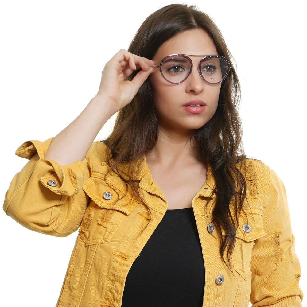 Purple Leather & Metal Round Glasses Frames