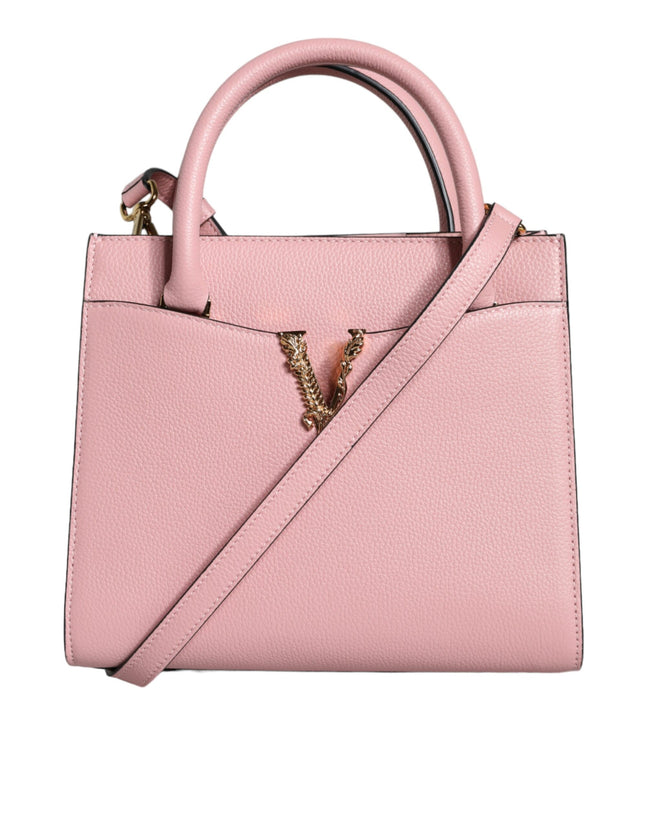 Pink Small Top Handle Grainy Calf Leather Crossbody BagVERSACE Absolutely stunning, 100% Authentic, brand new with tags VERSACE bags. Brand logo, solid color, crossbody strap, magnetic fastening. Model: Crossbody bag Material: 100% VL, 100% CO Colour: Pin