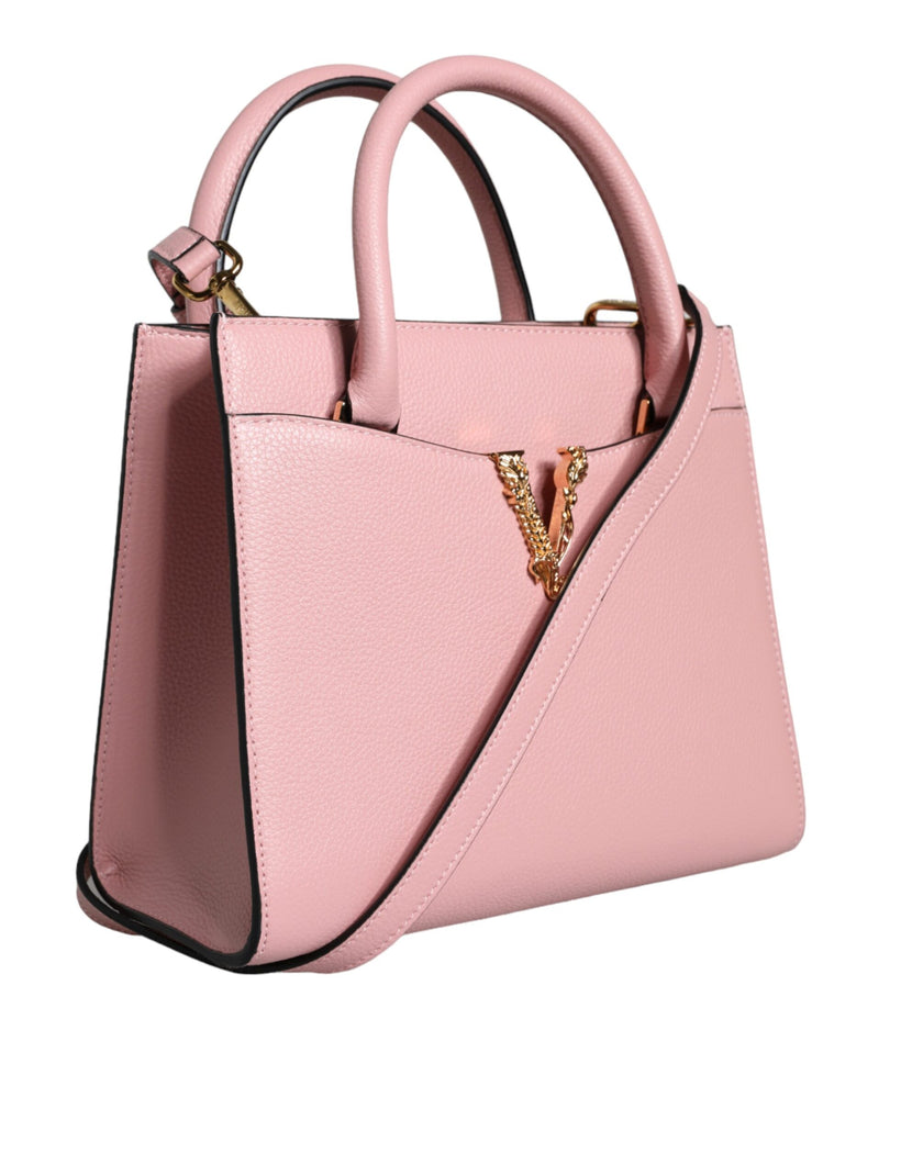 Pink Small Top Handle Grainy Calf Leather Crossbody BagVERSACE Absolutely stunning, 100% Authentic, brand new with tags VERSACE bags. Brand logo, solid color, crossbody strap, magnetic fastening. Model: Crossbody bag Material: 100% VL, 100% CO Colour: Pin