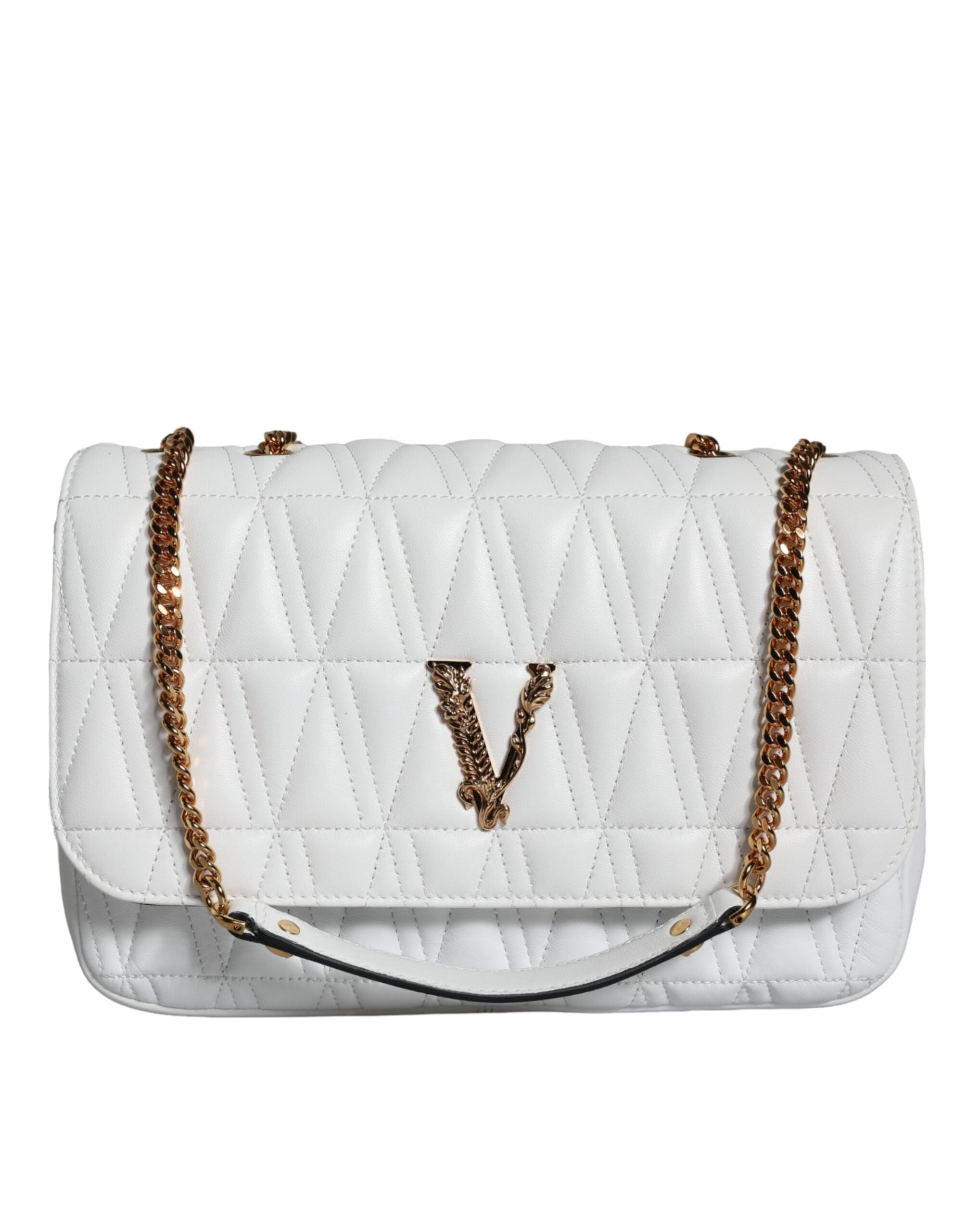 White Mini Nappa Leather Crossbody Shoulder BagVERSACE Absolutely stunning, 100% Authentic, brand new with tags VERSACE bags. Brand logo, solid color, crossbody strap, magnetic fastening. Model: Crossbody bag Material: 100% AOS, 100% PL Colour: White Pink