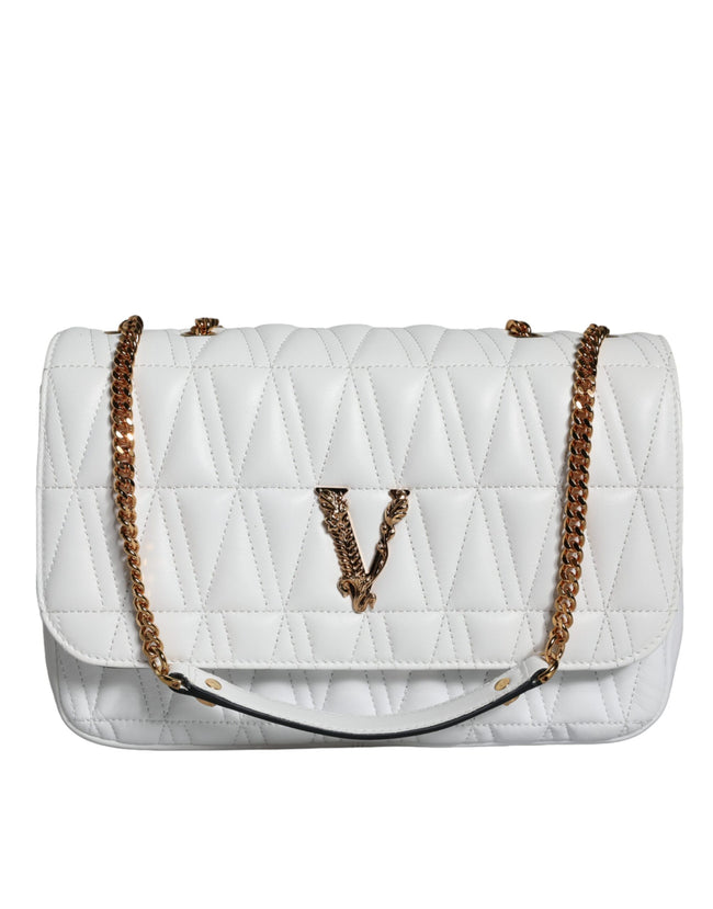 White Mini Nappa Leather Crossbody Shoulder BagVERSACE Absolutely stunning, 100% Authentic, brand new with tags VERSACE bags. Brand logo, solid color, crossbody strap, magnetic fastening. Model: Crossbody bag Material: 100% AOS, 100% PL Colour: White Pink