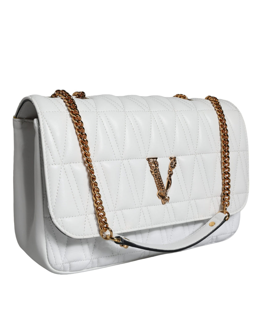 White Mini Nappa Leather Crossbody Shoulder BagVERSACE Absolutely stunning, 100% Authentic, brand new with tags VERSACE bags. Brand logo, solid color, crossbody strap, magnetic fastening. Model: Crossbody bag Material: 100% AOS, 100% PL Colour: White Pink