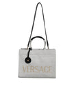 White Top Handle Canvas Leather Logo Crossbody Tote BagVERSACE Absolutely stunning, 100% Authentic, brand new with tags VERSACE tote bags. Brand logo, solid color, crossbody strap. Model: Tote bag Material: VL100%, WV66% VI19% PA10% WS5% Color: White, Bla