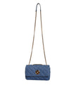 Blue Quilted Denim Leather Crossbody Shoulder BagVERSACE Absolutely stunning, 100% Authentic, brand new with tags VERSACE bags. Brand logo, solid color, crossbody strap. Model: Crossbody bag Material: 100% AOS, 100% CO Colour: Blue Black inner lining with