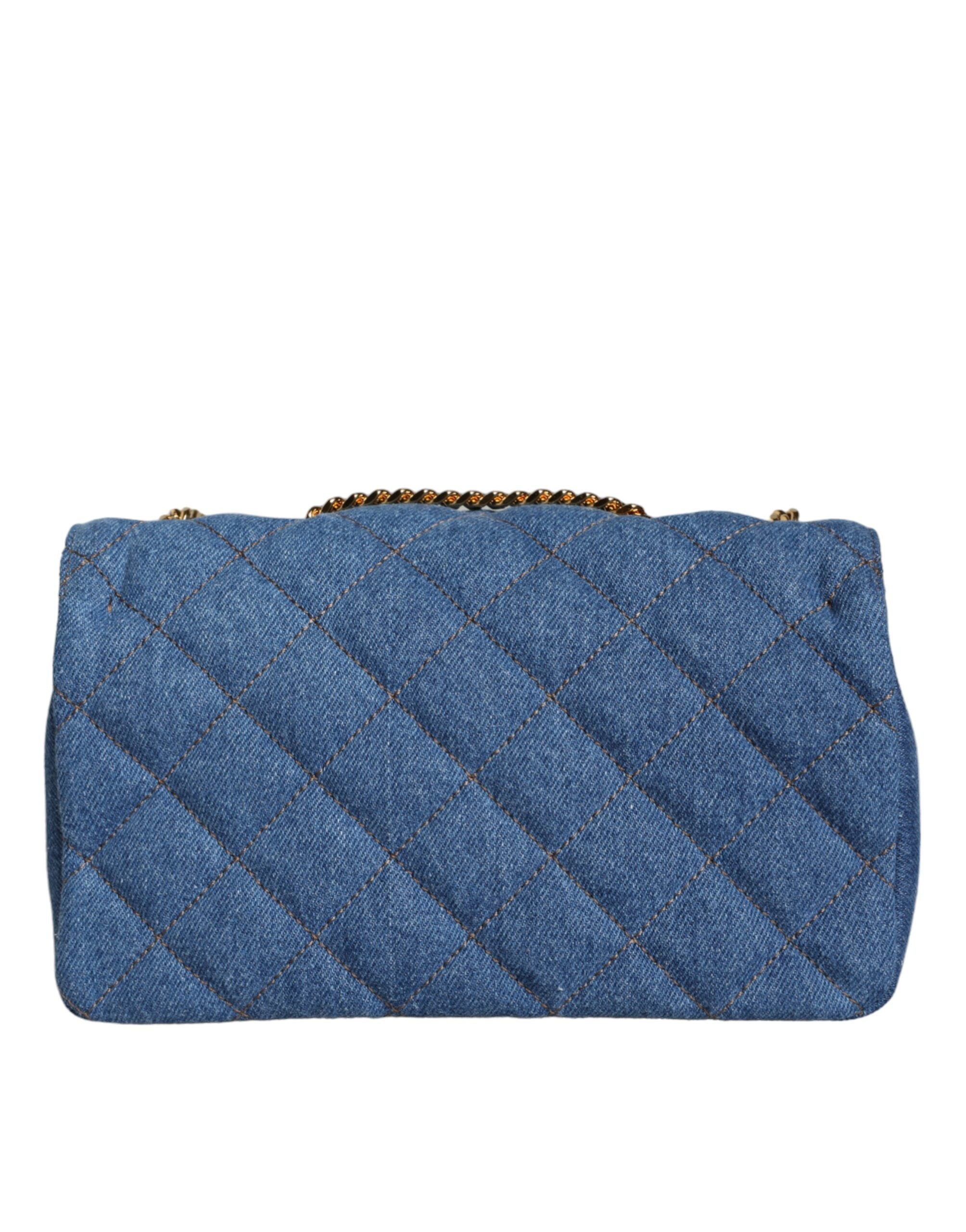 Blue Quilted Denim Leather Crossbody Shoulder BagVERSACE Absolutely stunning, 100% Authentic, brand new with tags VERSACE bags. Brand logo, solid color, crossbody strap. Model: Crossbody bag Material: 100% AOS, 100% CO Colour: Blue Black inner lining with