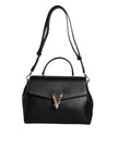 Black Top Handle Grainy Calfskin Leather Crossbody BagVERSACE Absolutely stunning, 100% Authentic, brand new with tags VERSACE bags. Brand logo, solid color, crossbody strap, magnetic fastening. Model: Crossbody bag Material: VL100%, CO100% Colour: Black