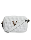 White Quilted Nappa Leather Crossbody Shoulder BagVERSACE Absolutely stunning, 100% Authentic, VERSACE bags. Brand logo, solid color, crossbody strap, zipper fastening. Model: Crossbody bag Material: 100% Nappa Leather Colour: White Black inner lining Zip