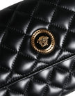 Black Quilted Nappa Leather Crossbody Shoulder BagVERSACE Absolutely stunning, 100% Authentic, brand new with tags VERSACE bags. Brand logo, solid color, crossbody strap. Model: Crossbody bag Material: AOS100%, CO60% VI40% Colour: Black Black inner lining