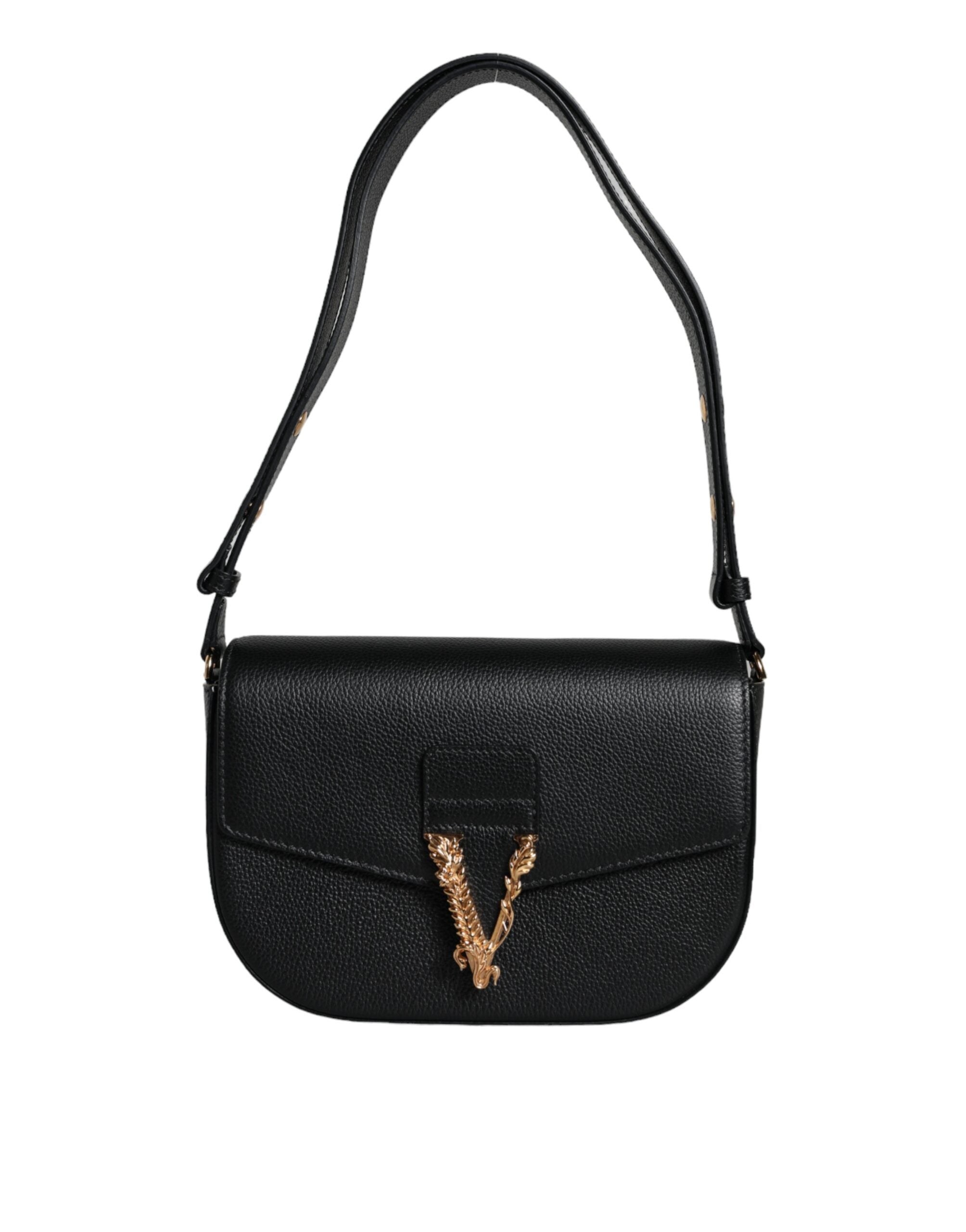 Black Grainy Calf Leather Logo Crossbody Shoulder BagVERSACE Absolutely stunning, 100% Authentic, brand new with tags VERSACE bags. Brand logo, solid color, shoulder strap, magnetic fastening. Model: Shoulder bag Inside Material: 100% CO Outside Material: