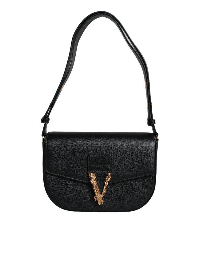 Black Grainy Calf Leather Logo Crossbody Shoulder BagVERSACE Absolutely stunning, 100% Authentic, brand new with tags VERSACE bags. Brand logo, solid color, shoulder strap, magnetic fastening. Model: Shoulder bag Inside Material: 100% CO Outside Material: