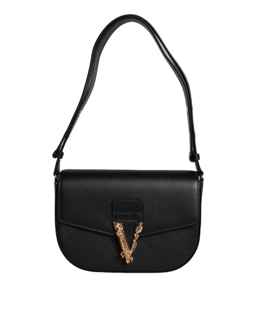 Black Grainy Calf Leather Logo Crossbody Shoulder BagVERSACE Absolutely stunning, 100% Authentic, brand new with tags VERSACE bags. Brand logo, solid color, shoulder strap, magnetic fastening. Model: Shoulder bag Inside Material: 100% CO Outside Material: