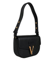 Black Grainy Calf Leather Logo Crossbody Shoulder BagVERSACE Absolutely stunning, 100% Authentic, brand new with tags VERSACE bags. Brand logo, solid color, shoulder strap, magnetic fastening. Model: Shoulder bag Inside Material: 100% CO Outside Material: