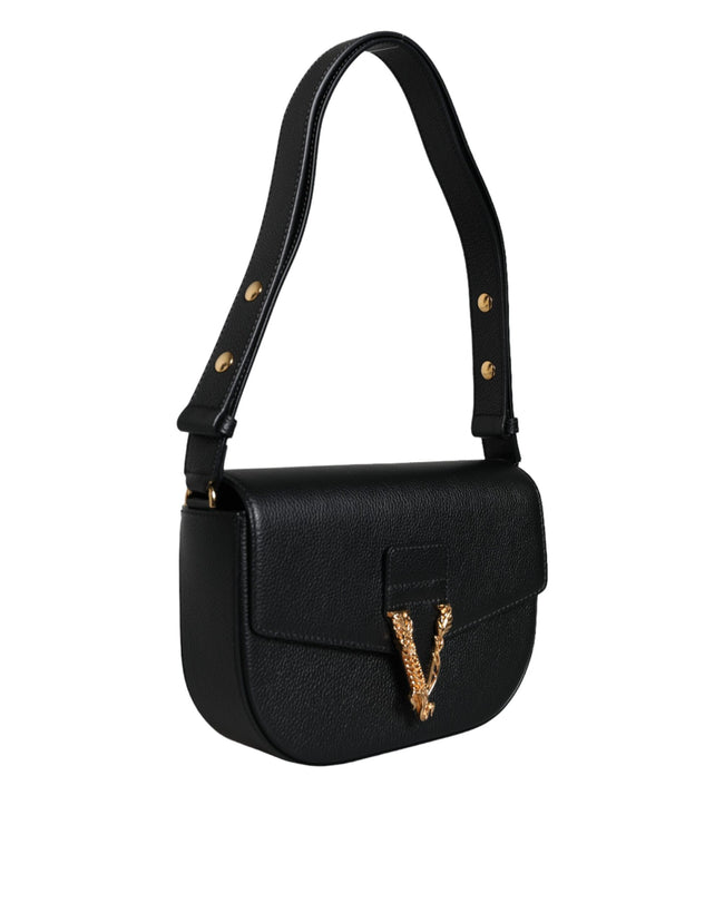 Black Grainy Calf Leather Logo Crossbody Shoulder BagVERSACE Absolutely stunning, 100% Authentic, brand new with tags VERSACE bags. Brand logo, solid color, shoulder strap, magnetic fastening. Model: Shoulder bag Inside Material: 100% CO Outside Material: