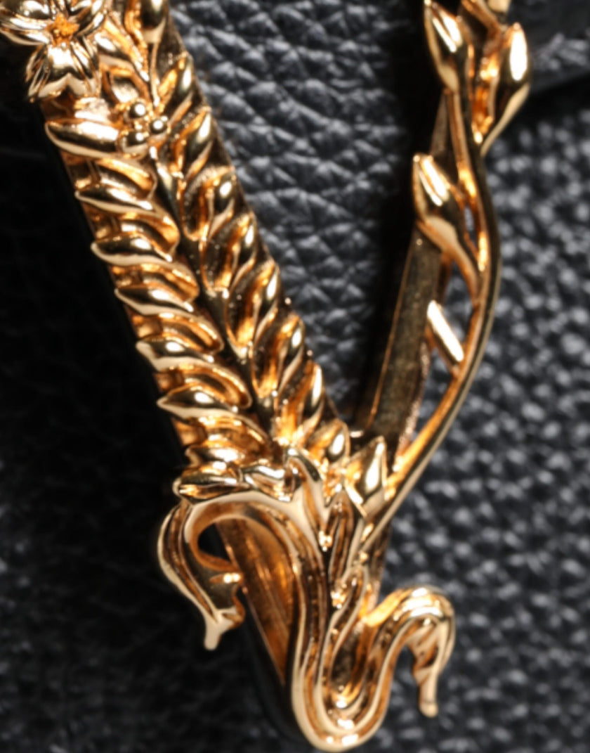 Black Grainy Calf Leather Logo Crossbody Shoulder BagVERSACE Absolutely stunning, 100% Authentic, brand new with tags VERSACE bags. Brand logo, solid color, shoulder strap, magnetic fastening. Model: Shoulder bag Inside Material: 100% CO Outside Material: