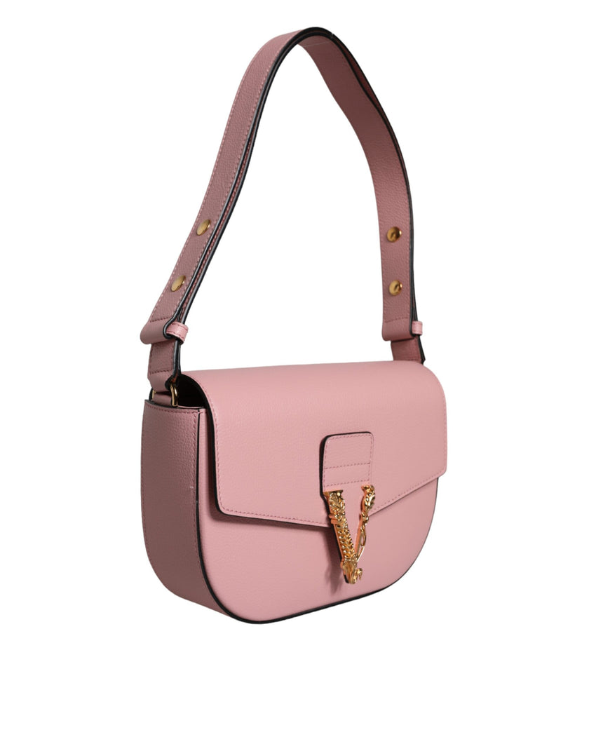 Pink Grainy Calf Leather Logo Crossbody Shoulder BagVERSACE Absolutely stunning, 100% Authentic, brand new with tags VERSACE bags. Brand logo, solid color, shoulder strap, magnetic fastening. Model: Shoulder bag Outside Material: 100% VL , Inside: 100% CO