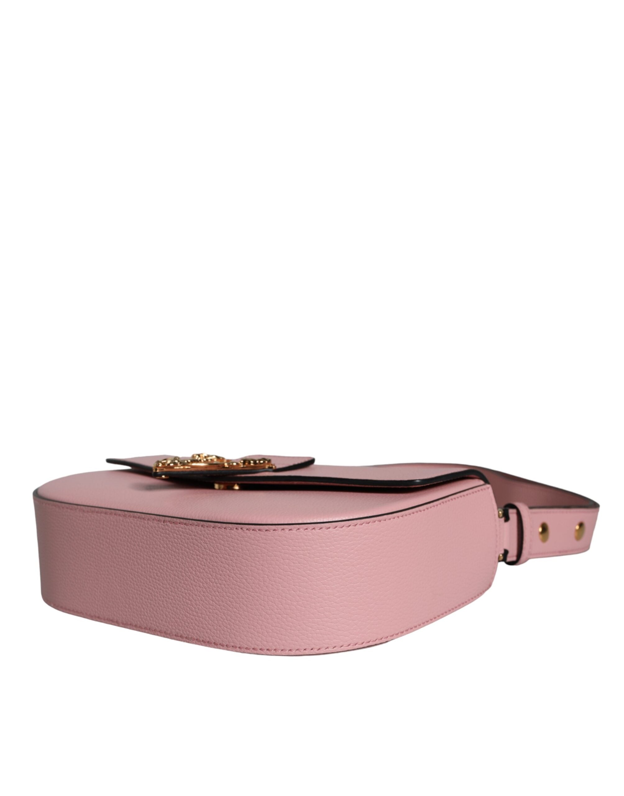 Pink Leather Crossbody Bag with Logo by Versace