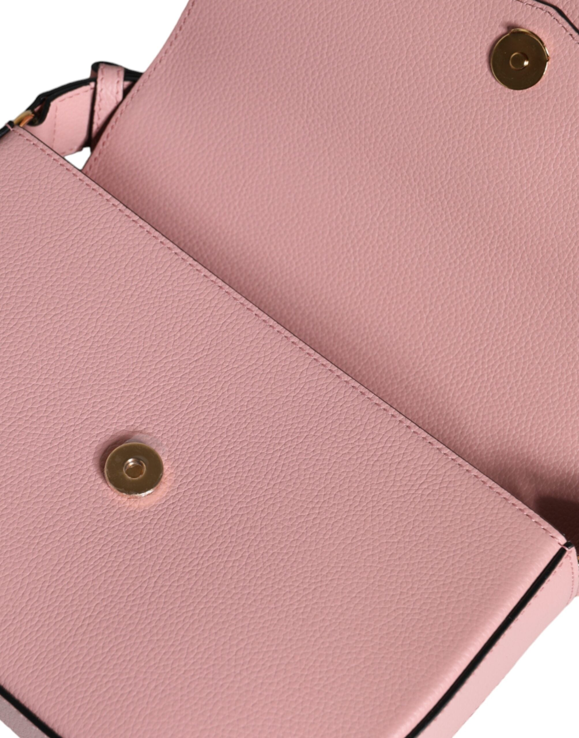 Pink Leather Crossbody Bag with Logo by Versace