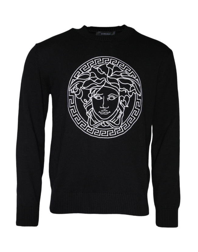 Black Medusa Embroidery Crew Neck Pullover SweaterVERSACE Absolutely stunning, 100% Authentic, brand new with tags VERSACE embroidered pullover sweater crafted from cotton features a long sleeves and crew neck. Model: Pullover sweater Colour: Black Materi
