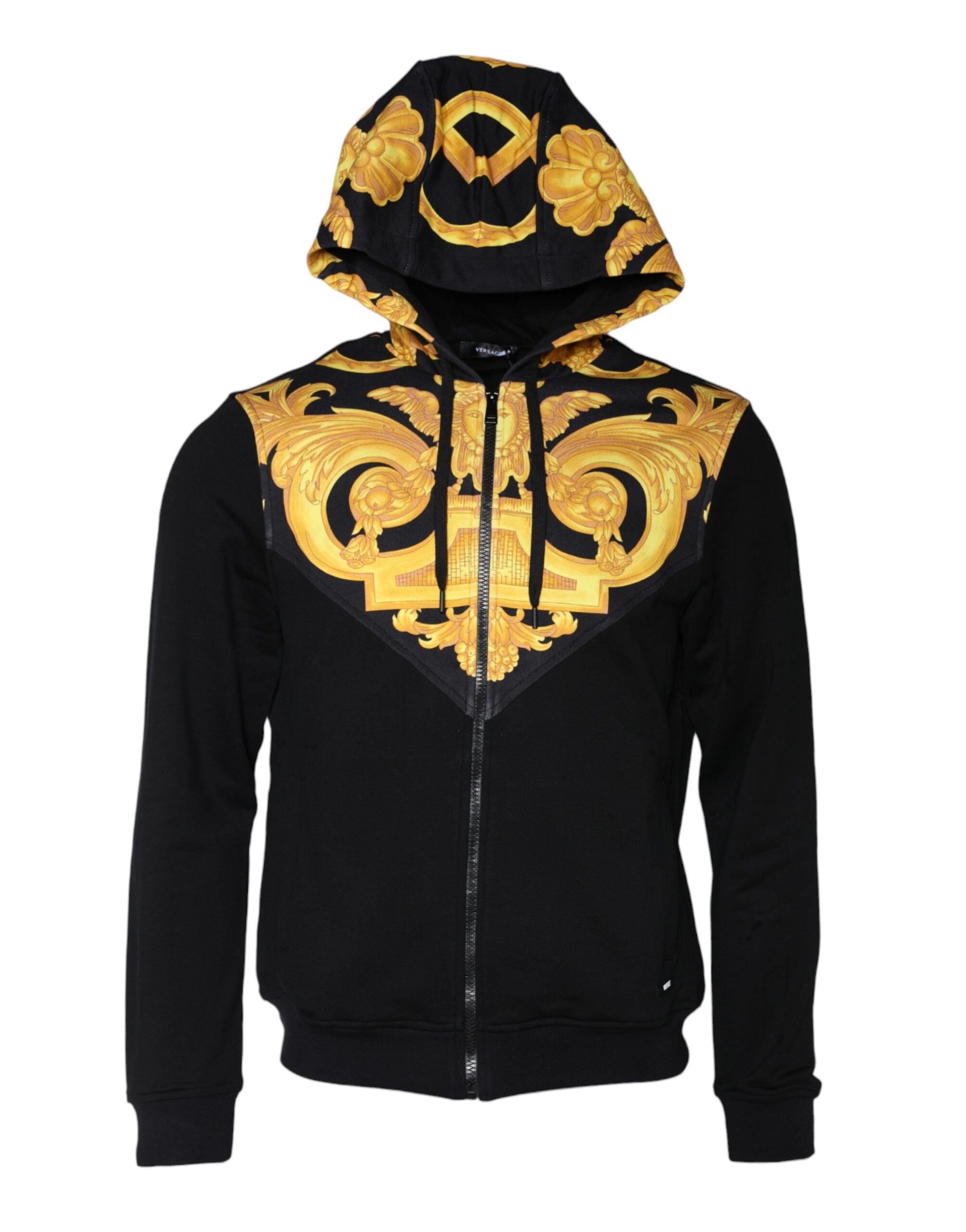 Sweat à capuche zippé en coton imprimé Méduse noire