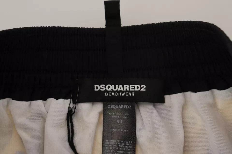 Short de bain de plage en nylon imprimé jaune et noir