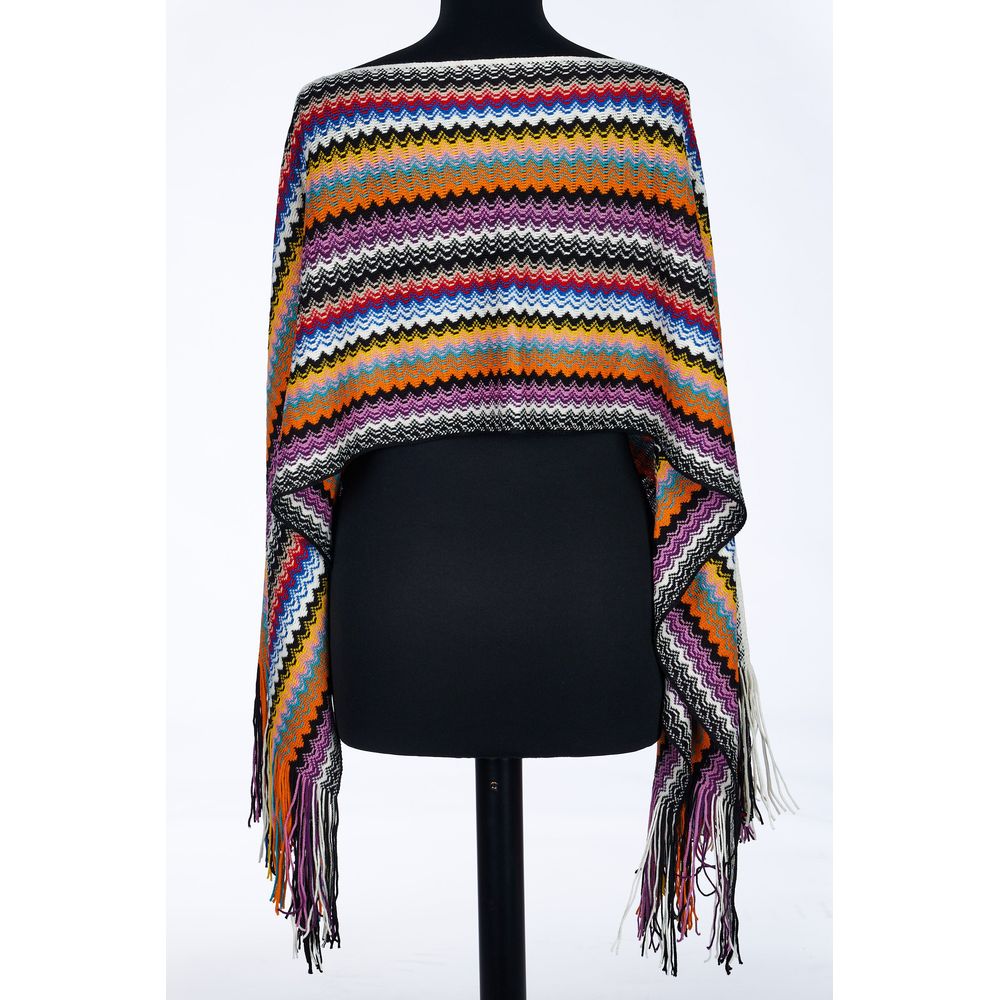Poncho en laine multicolore pour femme