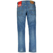 Blue Cotton Men JeansCrafted for the modern trendsetter, these Diesel jeans boast a confident slim-fit cut that contours your frame with a touch of urbane elegance. The expertly faded blue hue embodies a well-loved look from first wear, while the sturdy b