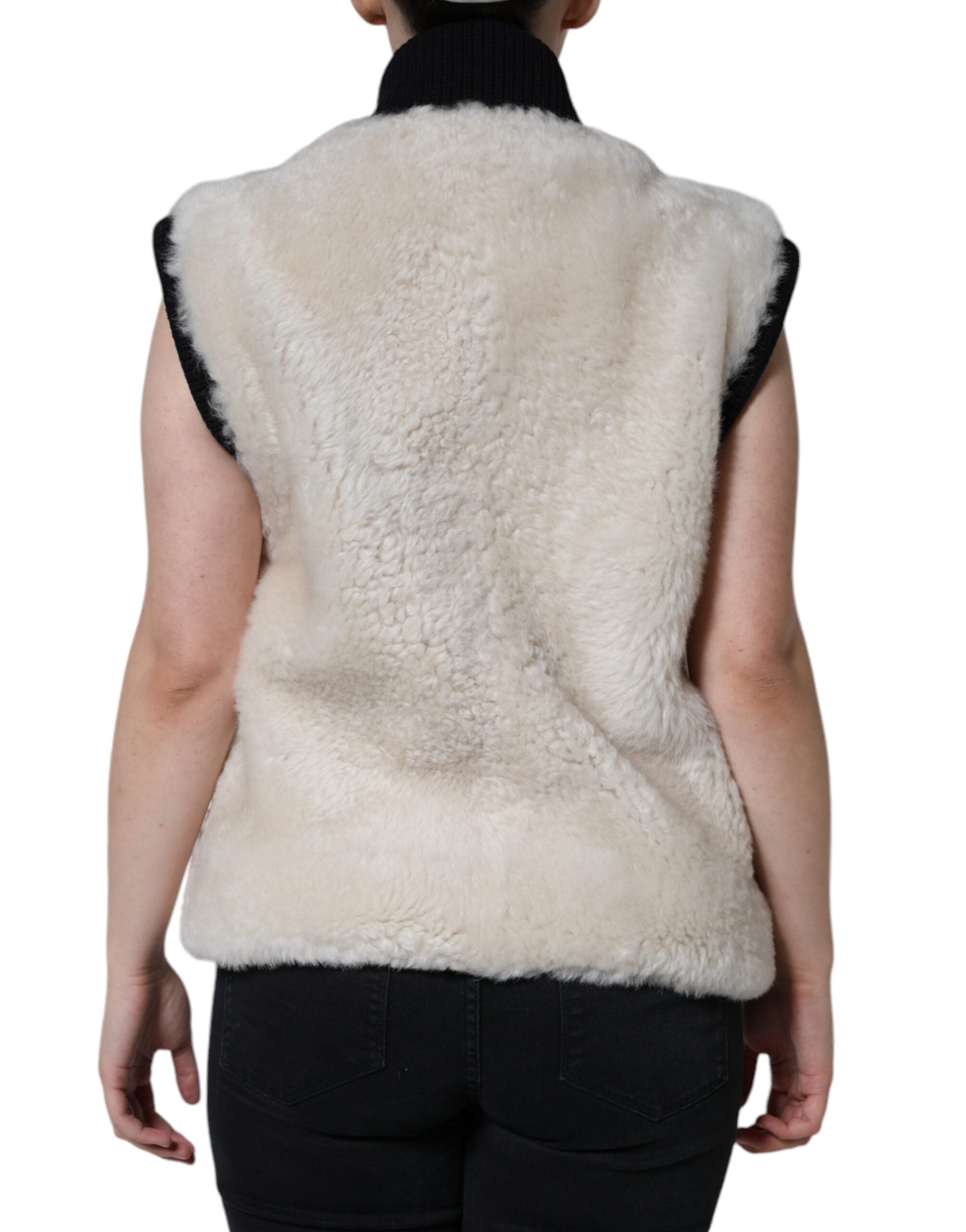 Weiße Leder-Shearling-Weste Jacke BURBERRY WARRENFORD