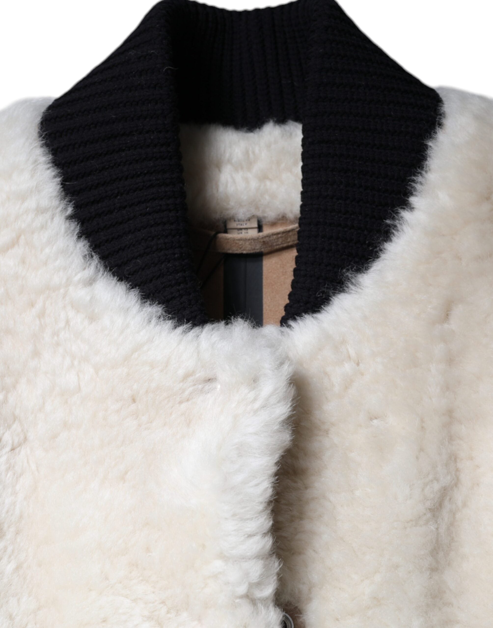 Weiße Leder-Shearling-Weste Jacke BURBERRY WARRENFORD