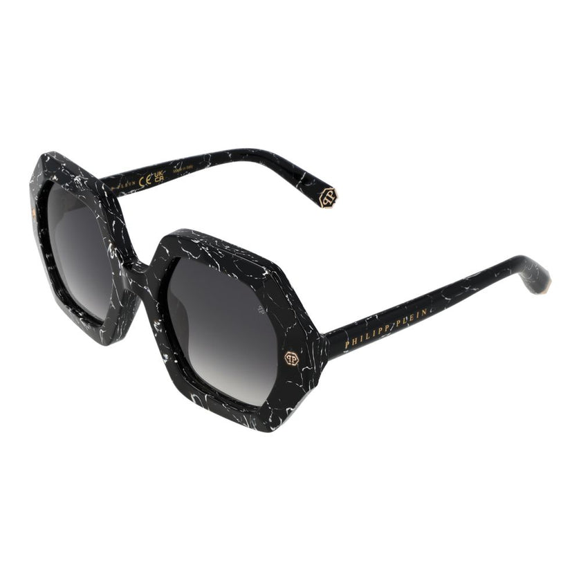 Black Women SunglassGender Women Main color Black Frame color Black Frame material Cellulose Acetate Rim Style Full-Rim Lenses Color Grey Lenses Material Plastic Lenses Effect Gradient Size 53-23-140 Lenses Height 50 Bridge width 23 Frame width 145 Temple