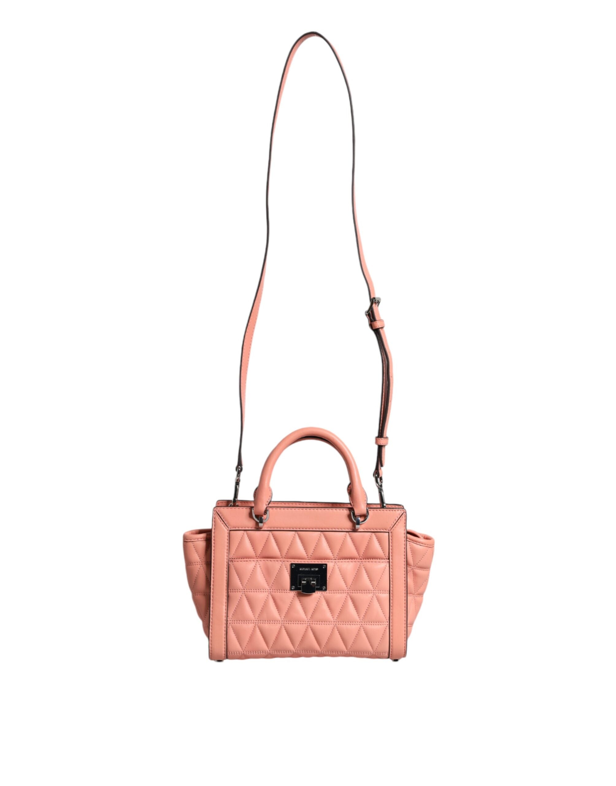 Peach Quilted Leather Logo Crossbody VIVIANNE Messenger BagMICHAEL CROSS Absolutely stunning, 100% Authentic, brand new with tags MICHAEL KORS soft padded diamond quilted leather messenger bag with silver-tone embossed hardware. Model: VIVIANNE messenger